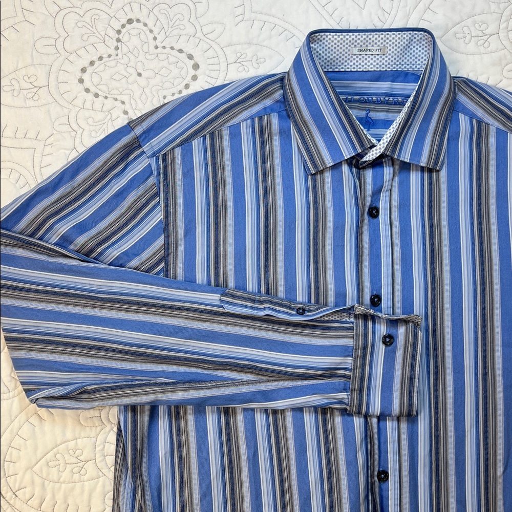 Tailorbyrd Striped Button Down Collared Shirt - M… - image 1